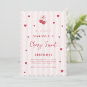 Cherry Sweet Coquette Mädchen Geburtstag Einladung (Stehend Vorderseite)