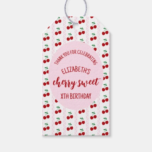 Cherry Sweet Geburtstag Geschenkanhänger (Vorderseite)
