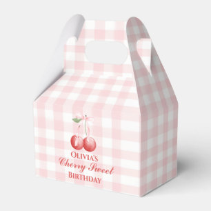 Cherry Sweet Geburtstag Rosa Schleife Gingham Geschenkschachtel