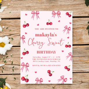 Cherry Sweet Geburtstagsfeier-Bogen-Thema Mädchen  Einladung