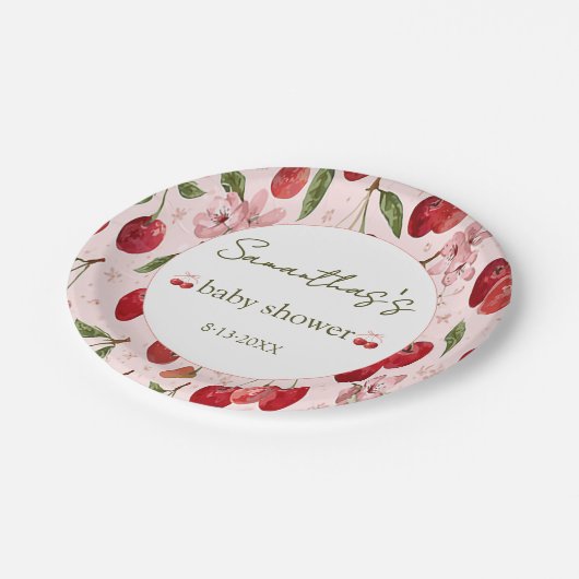 Cherry Sweet Paper Plates Pappteller (Schrägansicht)