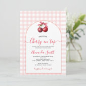 Cherry Sweet Pink Babydusche oben Einladung (Stehend Vorderseite)