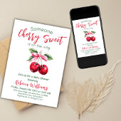 Cherry Sweet Pink Bow Fruit Girl Baby Dusche Einladung