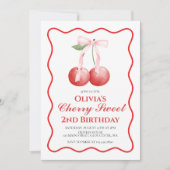 Cherry Sweet Pink Bow Geburtstag Einladung (Vorderseite)