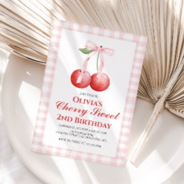 Cherry Sweet Pink Bow Geburtstag Einladung