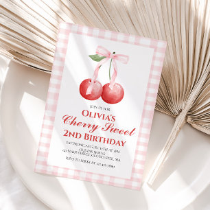 Cherry Sweet Pink Bow Geburtstag Einladung