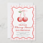 Cherry Sweet Pink Bow Geburtstag Einladung (Vorderseite)