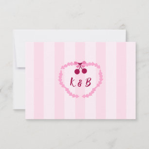 Cherry Sweet Pink Brautparty-Monogramm Dankeskarte
