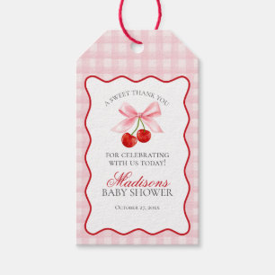 Cherry Sweet Pink Coquette Bow Baby Dusche Gefalle Geschenkanhänger