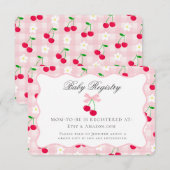 Cherry Sweet Pink Coquette Bow Baby Registry Card Begleitkarte (Vorne/Hinten)