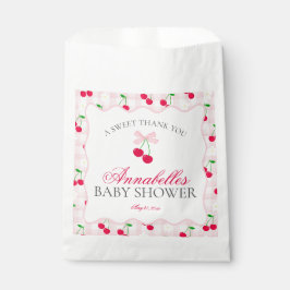 Cherry Sweet Pink Coquette Bow Baby Shower Dessert Geschenktütchen