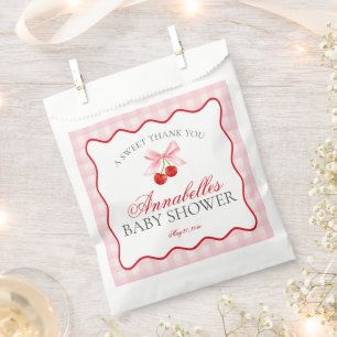Cherry Sweet Pink Coquette Bow Baby Shower Dessert Geschenktütchen