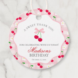 Cherry Sweet Pink Coquette Bow Birthday Circle Geschenkanhänger
