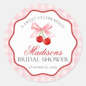 Cherry Sweet Pink Coquette Bow Brautparty Siegel Runder Aufkleber (Vorderseite)
