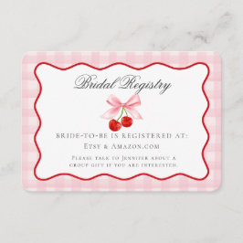 Cherry Sweet Pink Coquette Bow Bridal Registry Begleitkarte