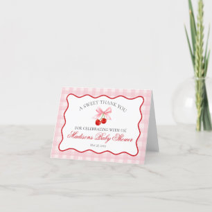 Cherry Sweet Pink Coquette Bow Danke-Karte Dankeskarte