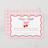 Cherry Sweet Pink Coquette Bow Diaper Raffekarte Begleitkarte (Vorne/Hinten)