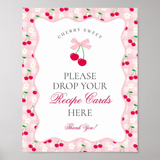 Cherry Sweet Pink Coquette Bow Gemeinsames Rezept Poster (Vorne)