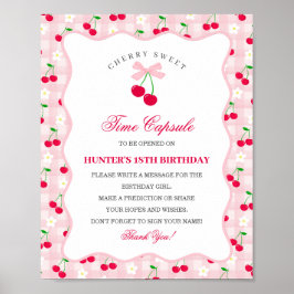 Cherry Sweet Pink Coquette Bow Gingha Time Kapsel Poster