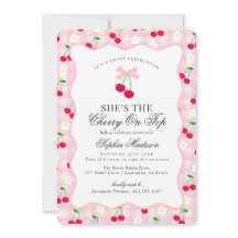 Cherry Sweet Pink Coquette Bow Gingham Baby Dusche