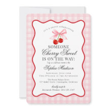 Cherry Sweet Pink Coquette Bow Gingham Baby Dusche