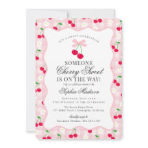 Cherry Sweet Pink Coquette Bow Gingham Baby Dusche