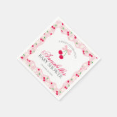 Cherry Sweet Pink Coquette Bow Gingham Baby Dusche Serviette (Ecke)