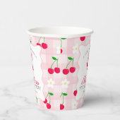 Cherry Sweet Pink Coquette Bow Gingham Birthday Pappbecher (Rechts)