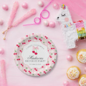 Cherry Sweet Pink Coquette Bow Gingham Birthday Pappteller (Party)