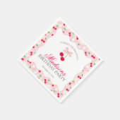 Cherry Sweet Pink Coquette Bow Gingham Birthday Serviette (Ecke)