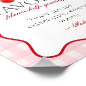 Cherry Sweet Pink Coquette Bow Gingham Favors Zeic Poster (Ecke)