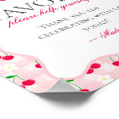 Cherry Sweet Pink Coquette Bow Gingham Favors Zeic Poster (Ecke)