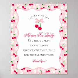 Cherry Sweet Pink Coquette Bow Ratschläge für Baby Poster