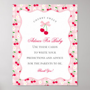 Cherry Sweet Pink Coquette Bow Ratschläge für Baby Poster