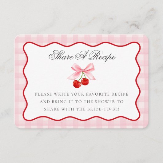 Cherry Sweet Pink Coquette Bow Teilen Sie eine Rez Begleitkarte (Vorderseite)