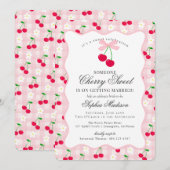 Cherry Sweet Pink Coquette Gingham Brautparty Einladung (Vorne/Hinten)