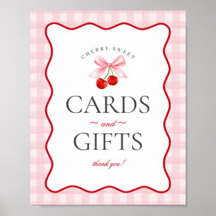 Cherry Sweet Pink Coquette Gingham Karten & Gesche Poster