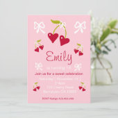 Cherry Sweet Pink Preppy Party Einladung (Stehend Vorderseite)