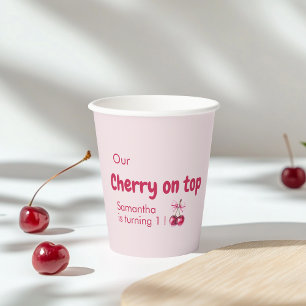 Cherry Sweet Pink & Red Birthday Party Pappbecher