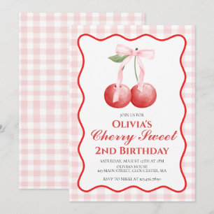 Cherry Sweet Pink Schleife preppy Geburtstag Einladung