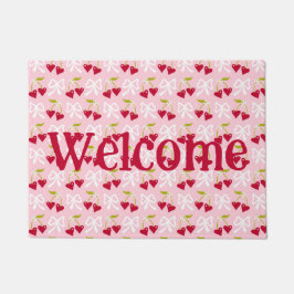 Cherry Sweet Preppy Pink und Red Teen Kids Girl Fußmatte