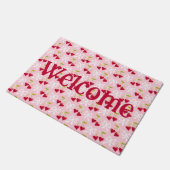 Cherry Sweet Preppy Pink und Red Teen Kids Girl Fußmatte (Schrägansicht)