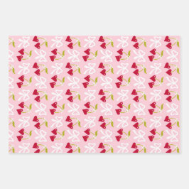 Cherry Sweet Preppy Pink und Red Teen Kids Girl Geschenkpapier Set