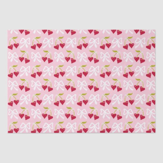 Cherry Sweet Preppy Pink und Red Teen Kids Girl Seidenpapier (Vorderseite)