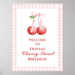 Cherry Sweet Strawberry Pink Bow Geburtstag Poster