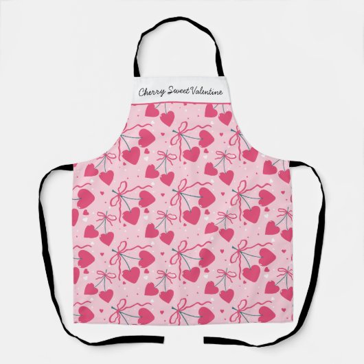 Cherry Sweet Valentine Apron | Editable Cute Cherr Schürze (Vorderseite)