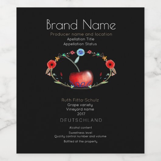 Cherry Sweet Young Wine Weinetikett (Einzelnes Label)