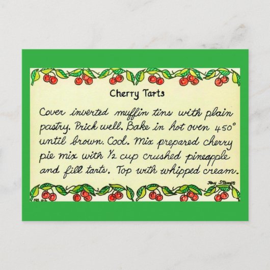 Cherry Tarts Recipe Postcard Postkarte (Vorderseite)