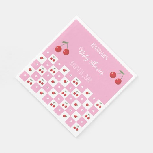 Cherry Thema Rosa und Weißbuch Napkin Serviette (Ecke)