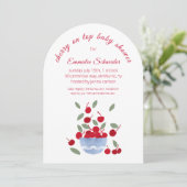 Cherry Thema Wasserfarbe Kinderdusche Einladung (Stehend Vorderseite)